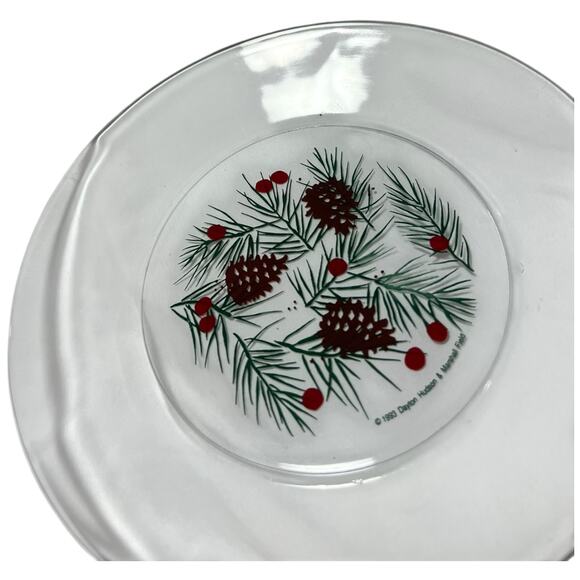 Retro Holiday Pinecone Berry Glass Plate 1993 Festive Winter Decor - Picture 4 of 16